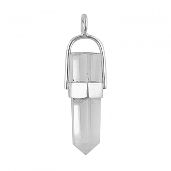 Energy healing crystal therapy pencil point silver pendant